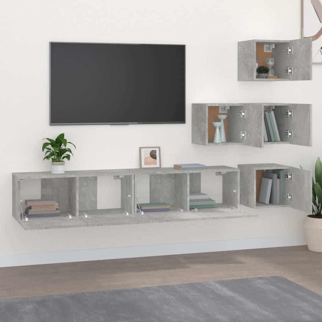 Wall-mounted TV Cabinet Concrete Grey Engineered Wood