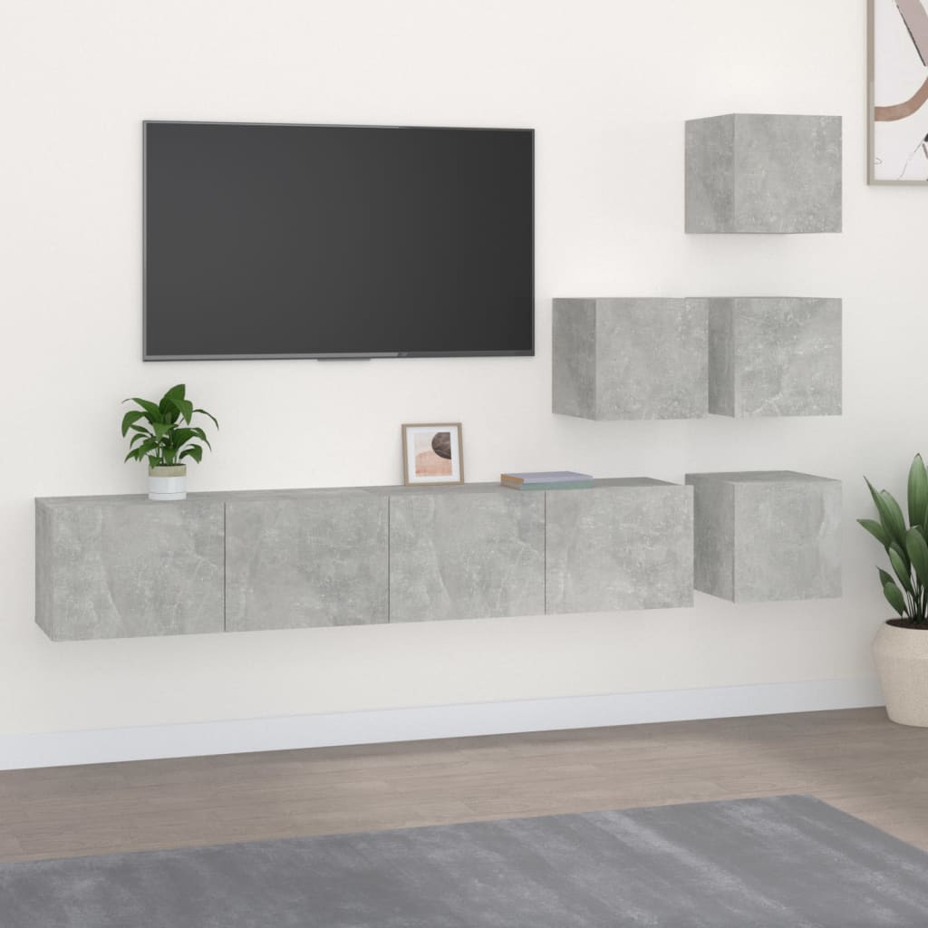 Wall-mounted TV Cabinet Concrete Grey Engineered Wood