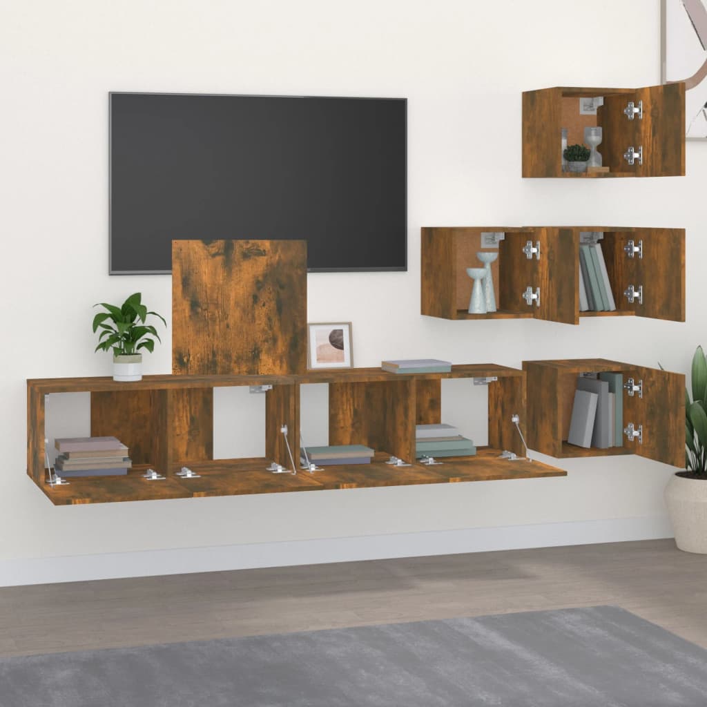 vidaXL Wall-mounted TV Cabinet Smoked Oak Engineered Wood