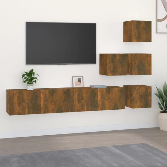 vidaXL Wall-mounted TV Cabinet Smoked Oak Engineered Wood