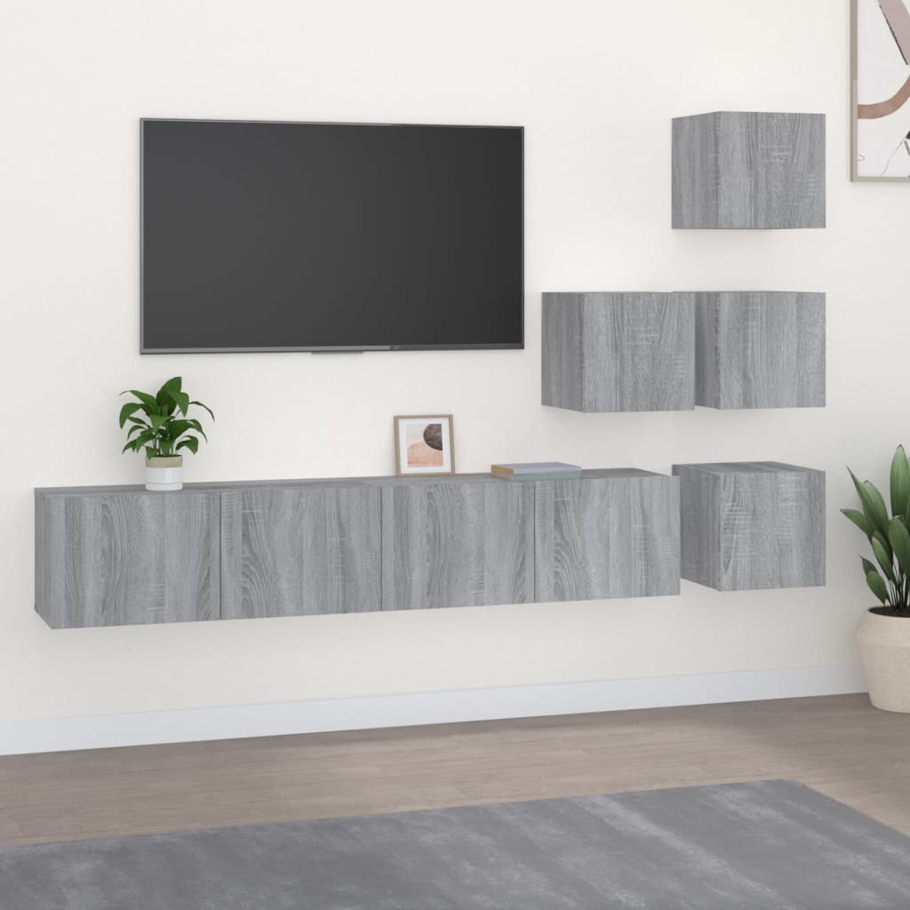 vidaXL Wall-mounted TV Cabinet Grey Sonoma Engineered Wood