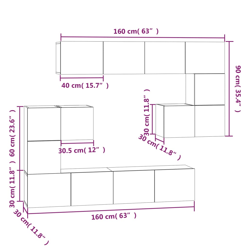 vidaXL Wall-mounted TV Cabinet White Engineered Wood