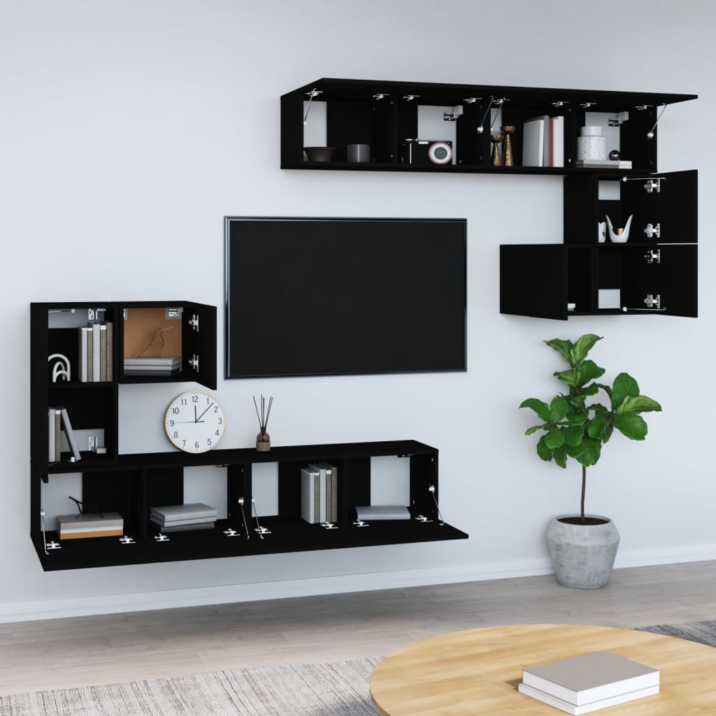 vidaXL Wall-mounted TV Cabinet Black Engineered Wood