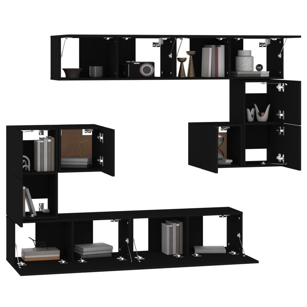 vidaXL Wall-mounted TV Cabinet Black Engineered Wood