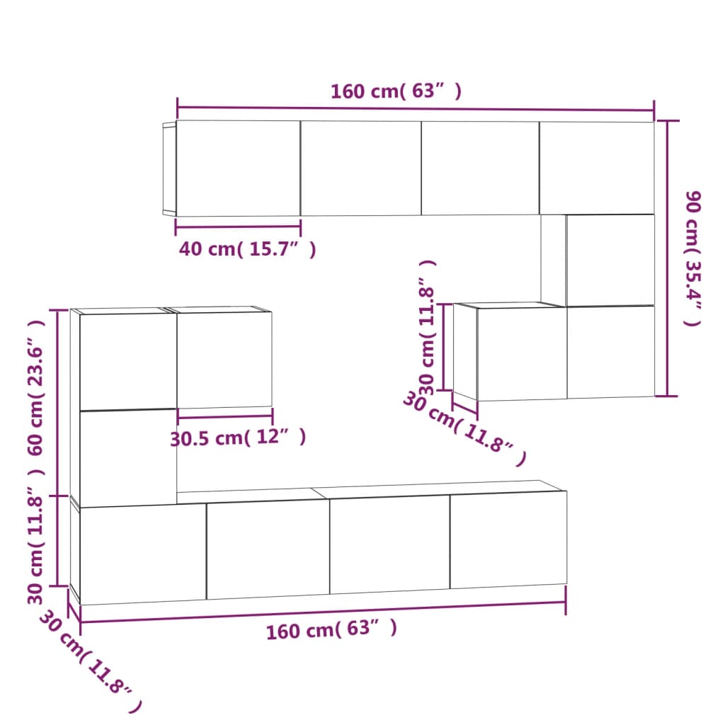 vidaXL Wall-mounted TV Cabinet Black Engineered Wood