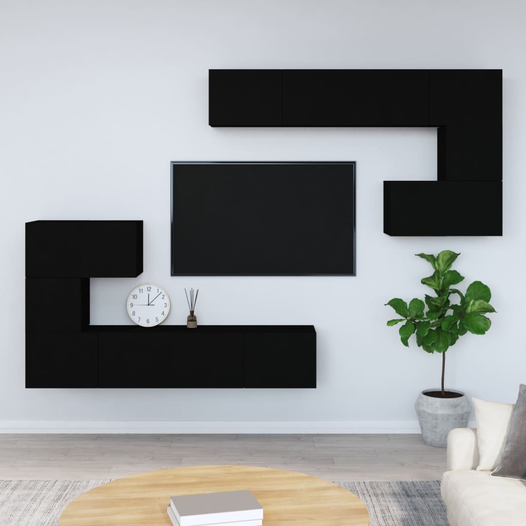 vidaXL Wall-mounted TV Cabinet Black Engineered Wood