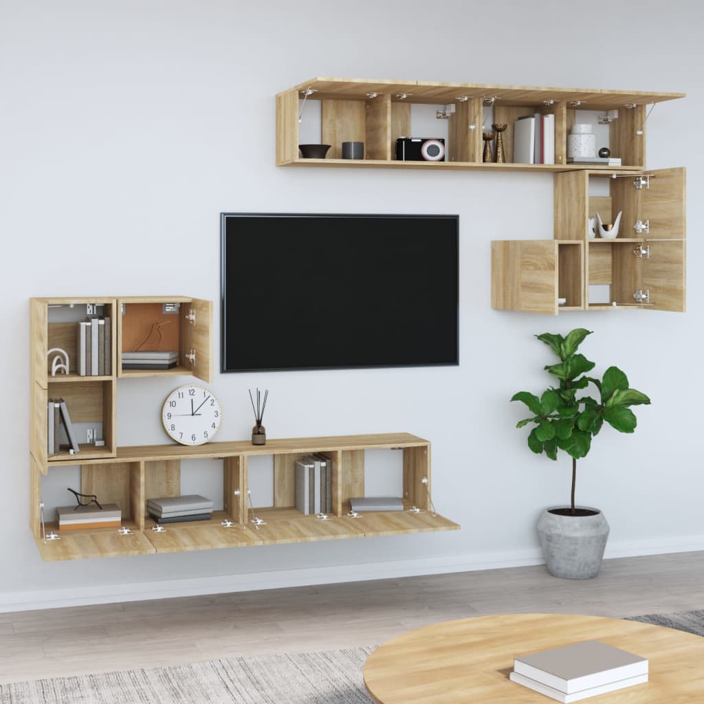 vidaXL Wall-mounted TV Cabinet Sonoma Oak Engineered Wood