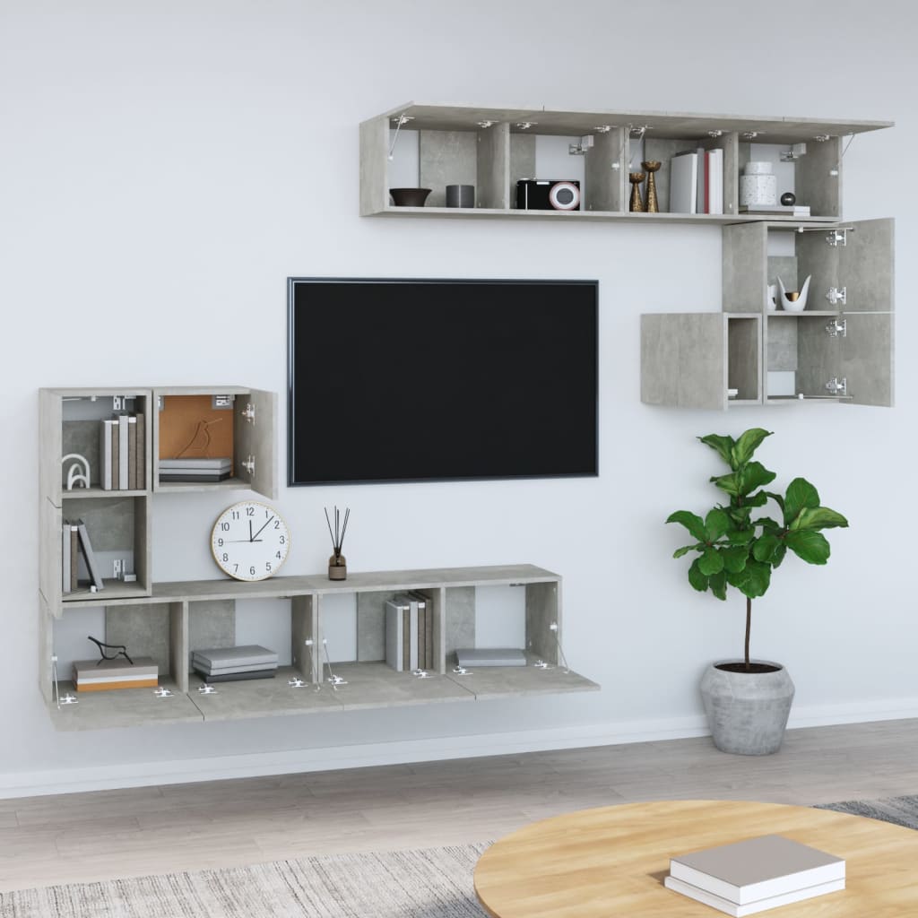 vidaXL Wall-mounted TV Cabinet Concrete Grey Engineered Wood