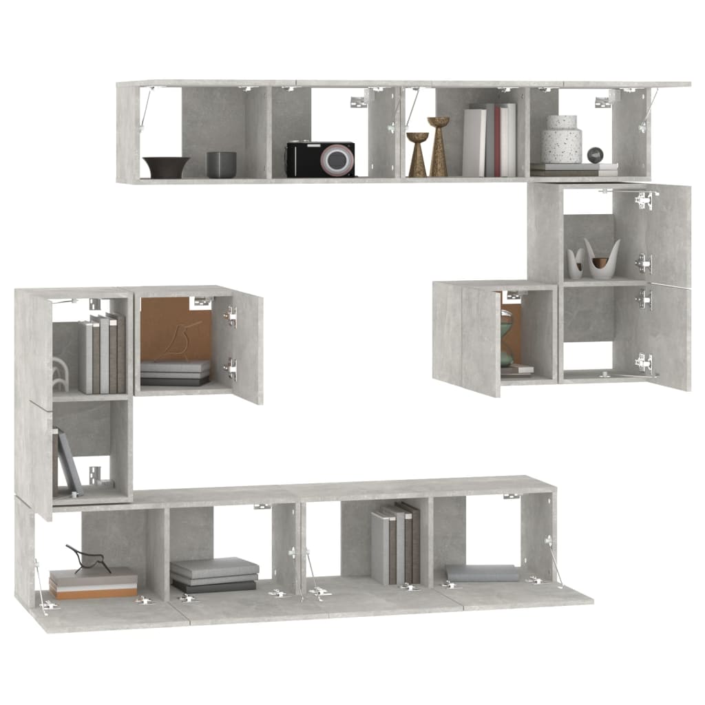 vidaXL Wall-mounted TV Cabinet Concrete Grey Engineered Wood