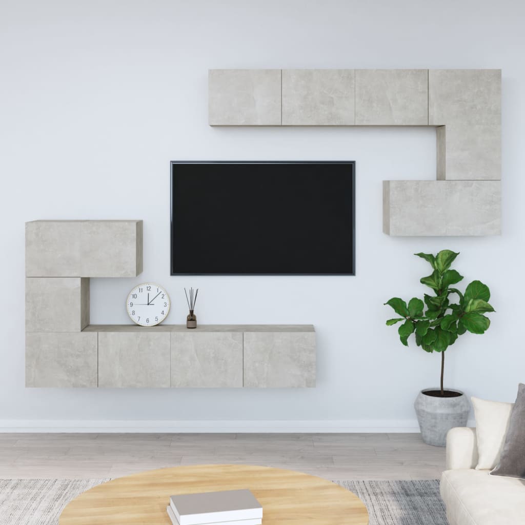 vidaXL Wall-mounted TV Cabinet Concrete Grey Engineered Wood