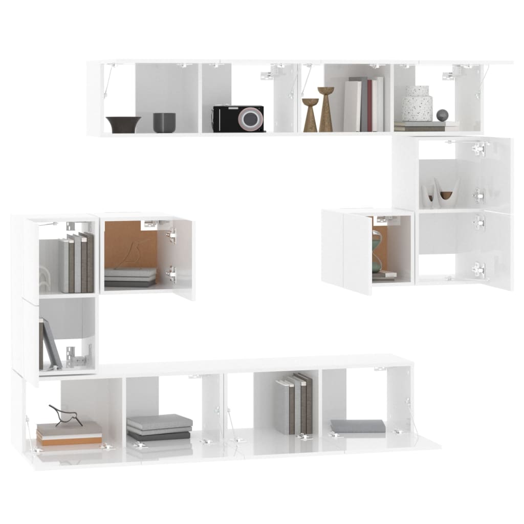 vidaXL Wall-mounted TV Cabinet High Gloss White Engineered Wood