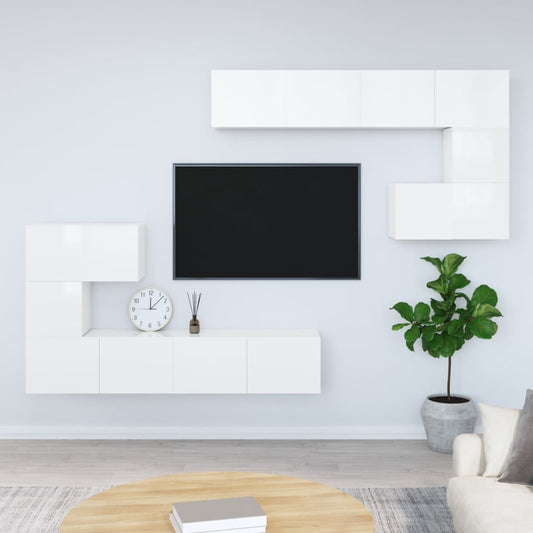 vidaXL Wall-mounted TV Cabinet High Gloss White Engineered Wood