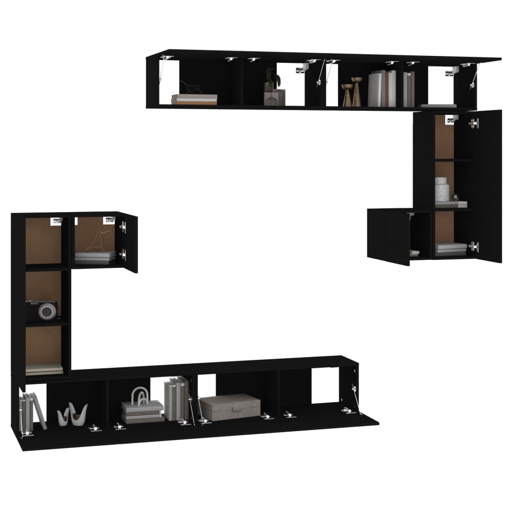 vidaXL Wall-mounted TV Cabinet Black Engineered Wood