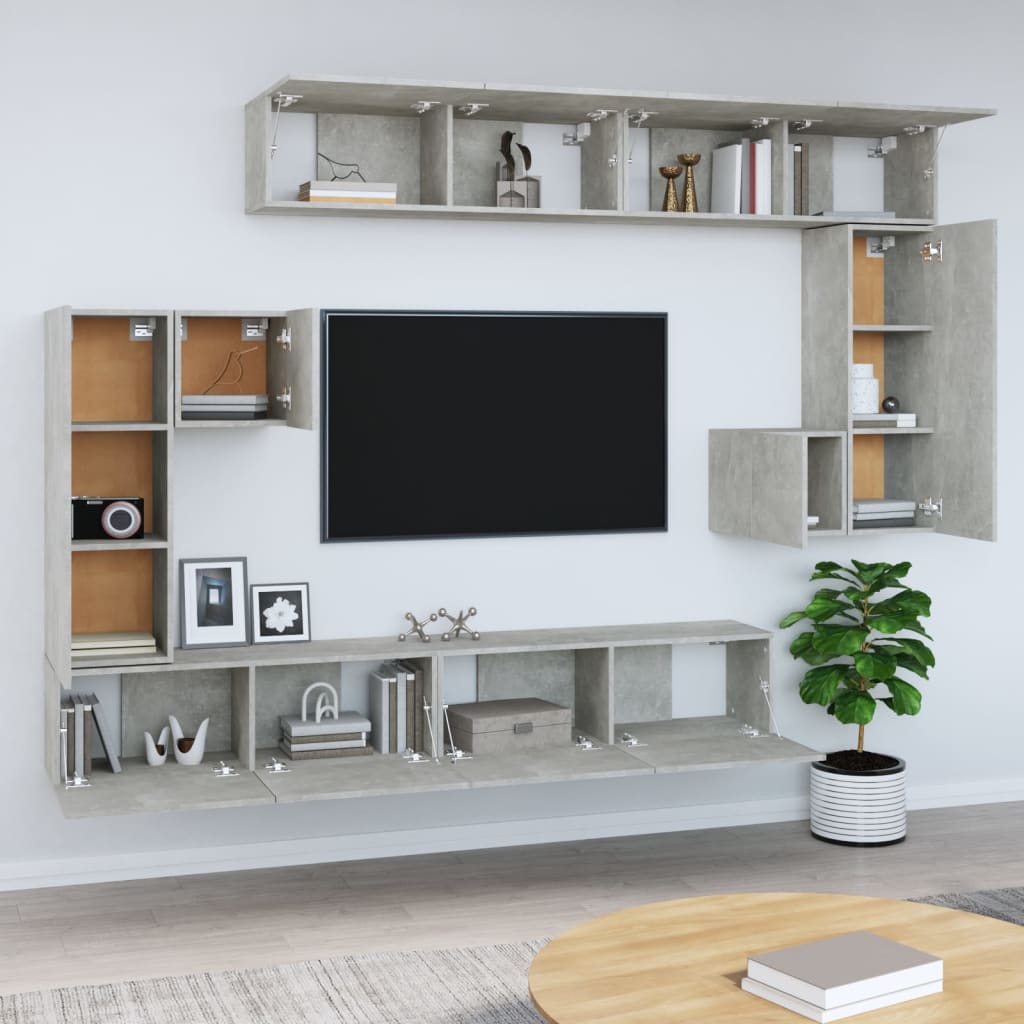 vidaXL Wall-mounted TV Cabinet Concrete Grey Engineered Wood