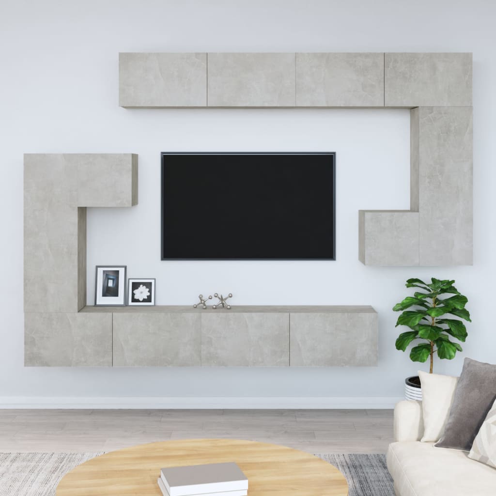 vidaXL Wall-mounted TV Cabinet Concrete Grey Engineered Wood