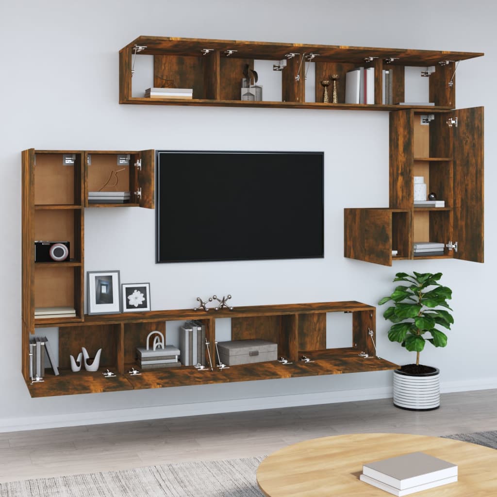 vidaXL Wall-mounted TV Cabinet Smoked Oak Engineered Wood