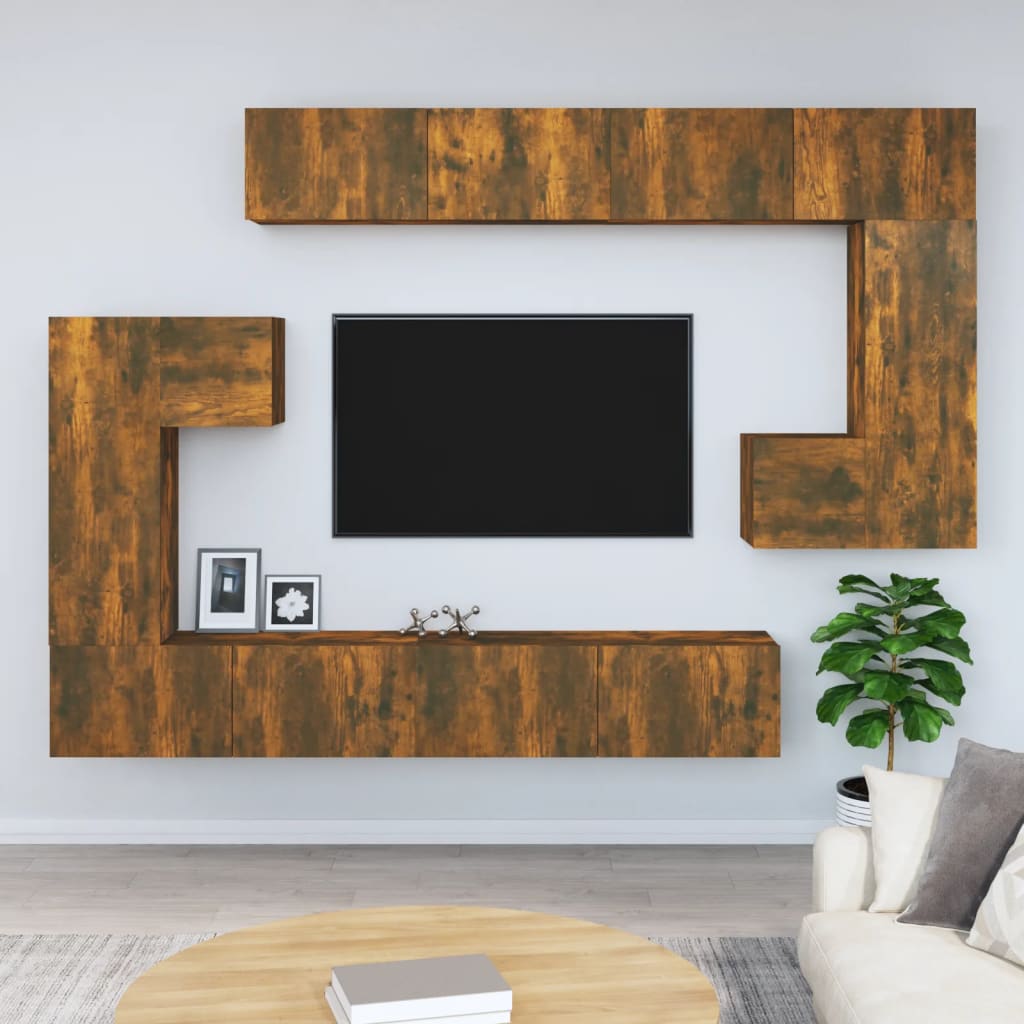 vidaXL Wall-mounted TV Cabinet Smoked Oak Engineered Wood