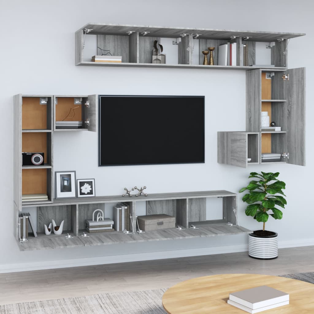 vidaXL Wall-mounted TV Cabinet Grey Sonoma Engineered Wood