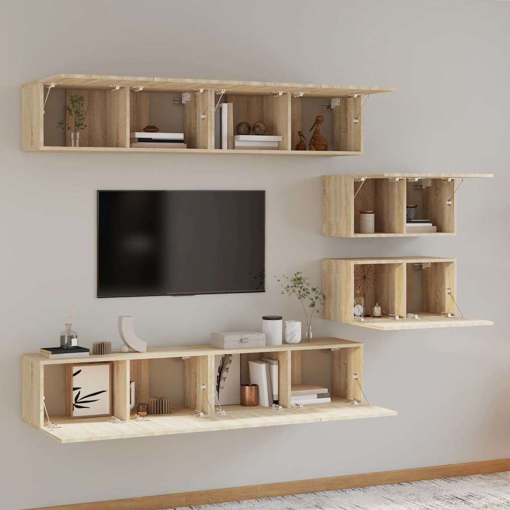 6 Piece TV Cabinet Set Sonoma Oak Engineered Wood