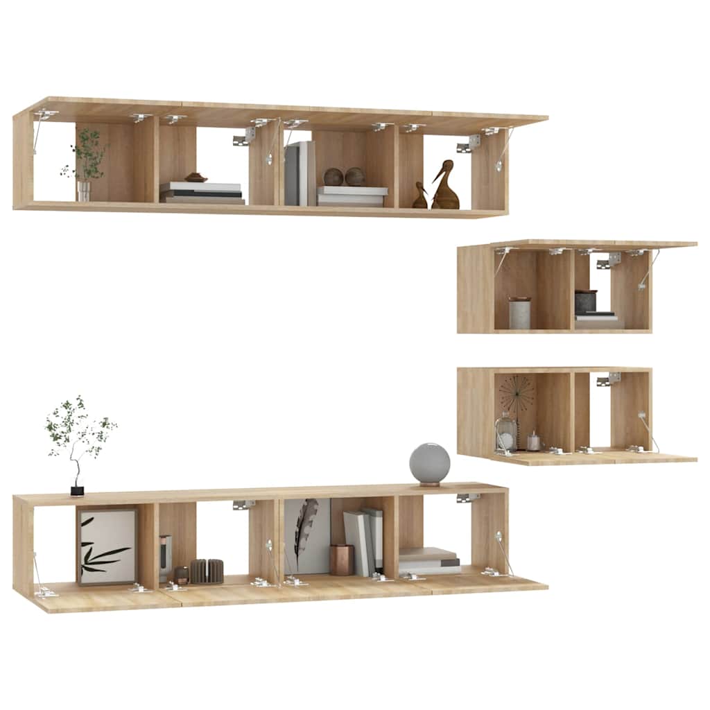 6 Piece TV Cabinet Set Sonoma Oak Engineered Wood