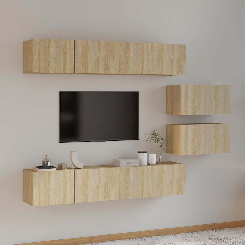 6 Piece TV Cabinet Set Sonoma Oak Engineered Wood