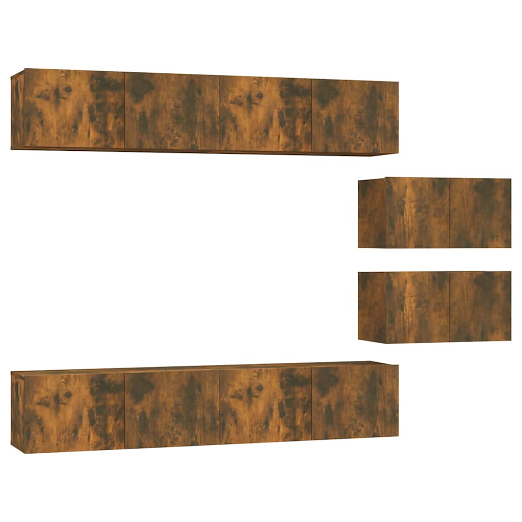 6 Piece TV Cabinet Set Smoked Oak Engineered Wood
