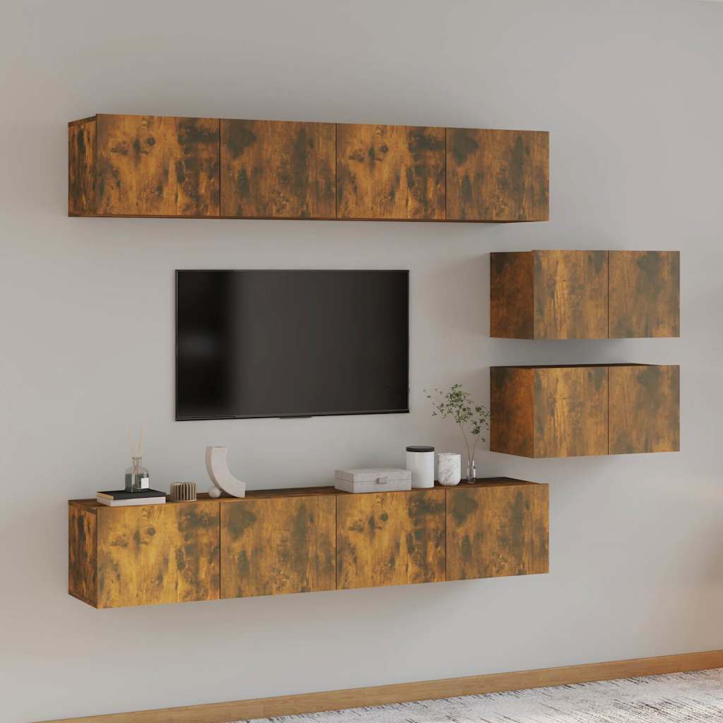 6 Piece TV Cabinet Set Smoked Oak Engineered Wood