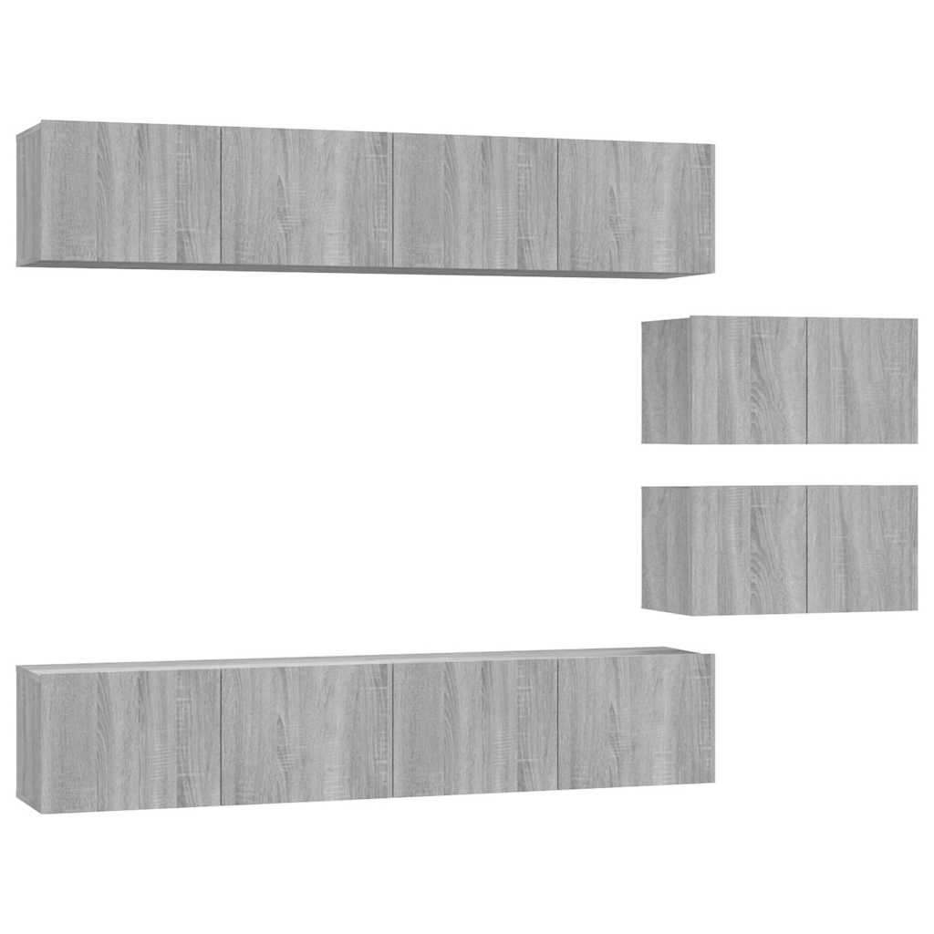 6 Piece TV Cabinet Set Grey Sonoma Engineered Wood