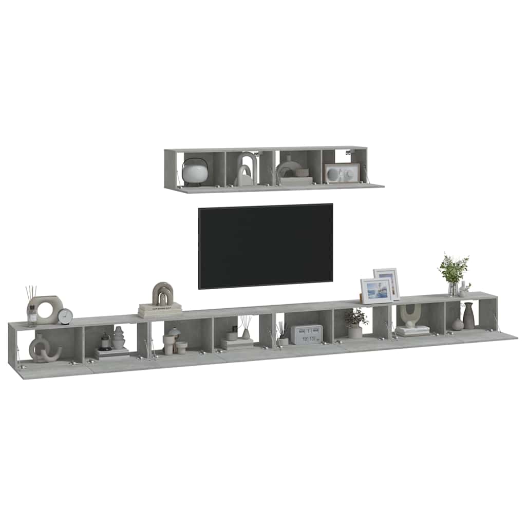 6 Piece TV Cabinet Set Concrete Grey Engineered Wood