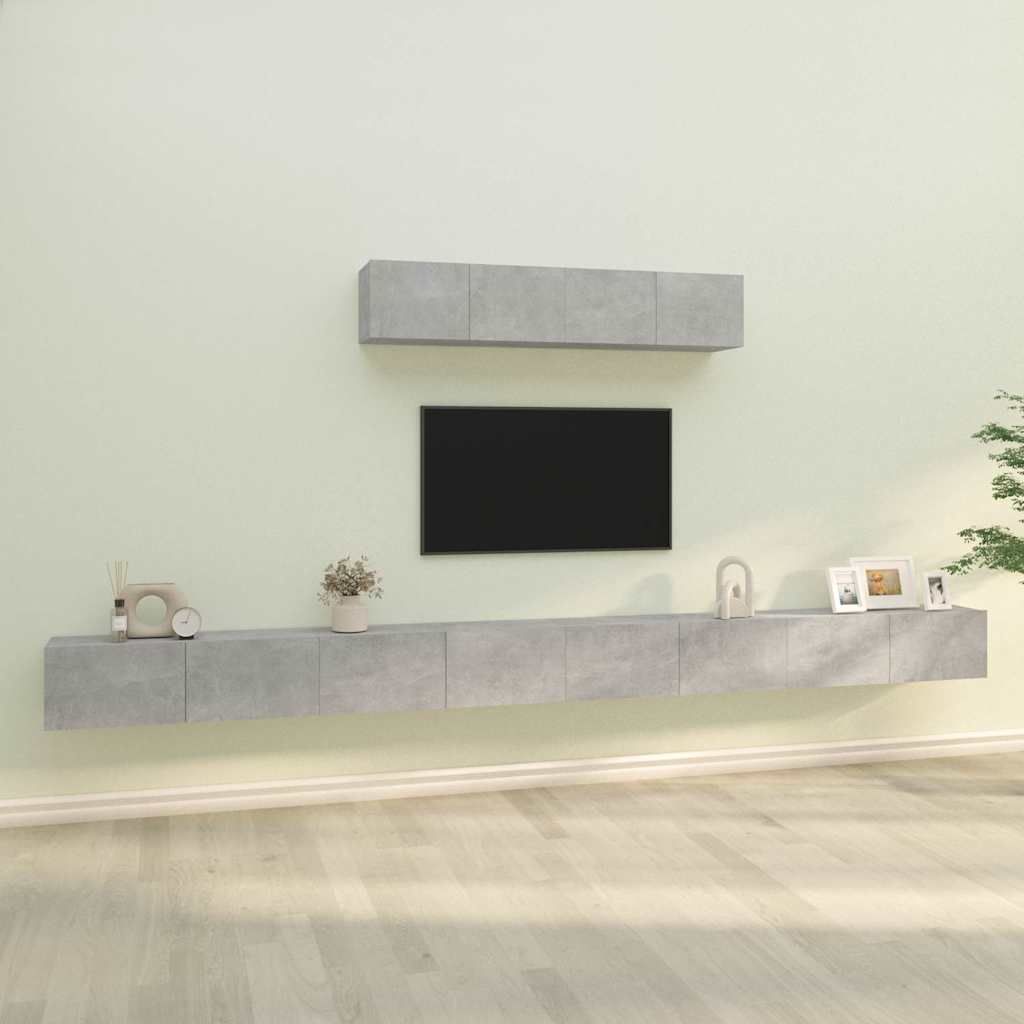 6 Piece TV Cabinet Set Concrete Grey Engineered Wood