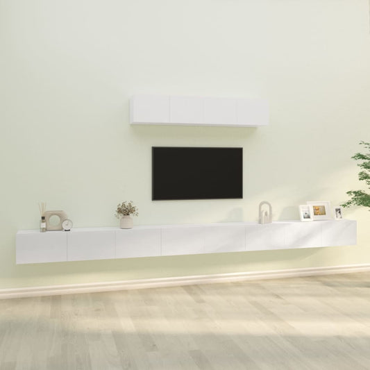 vidaXL 4 Piece TV Cabinet Set High Gloss White Engineered Wood