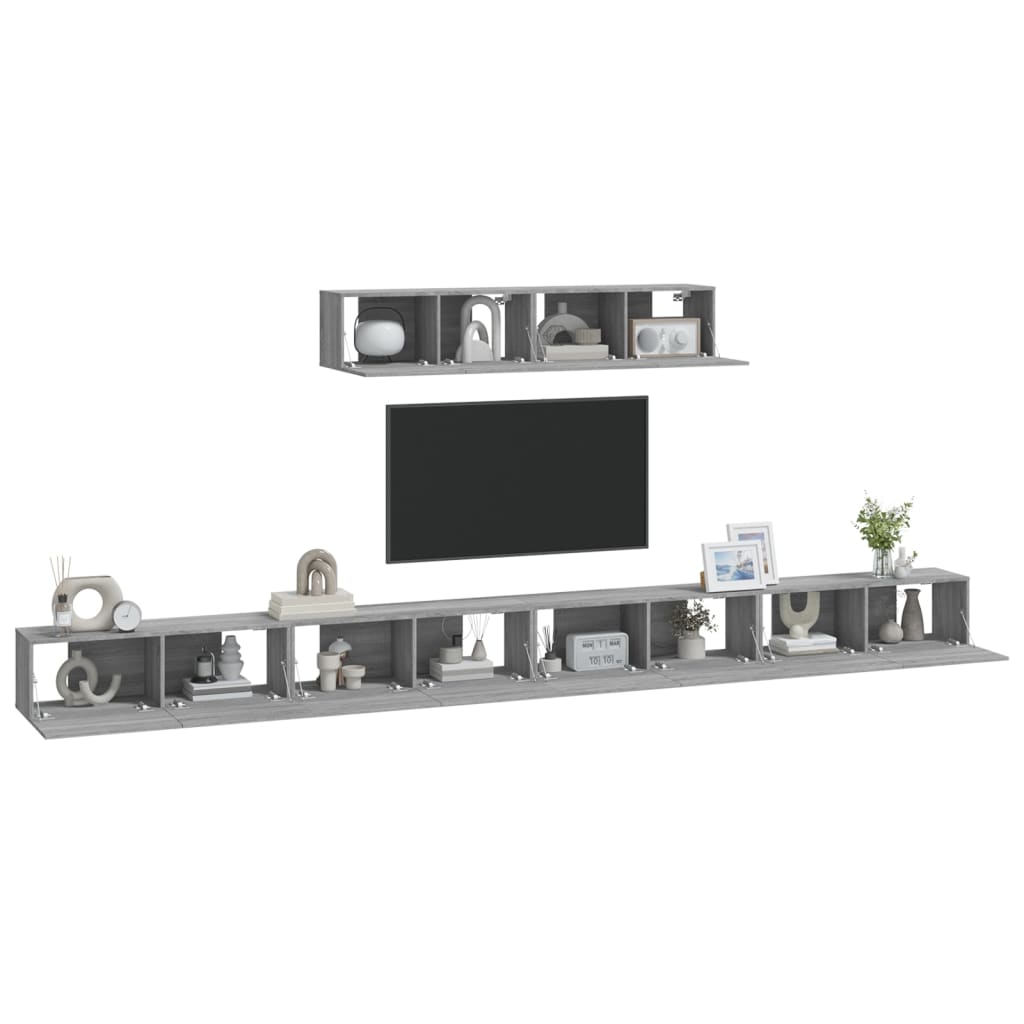 vidaXL 4 Piece TV Cabinet Set Grey Sonoma Engineered Wood