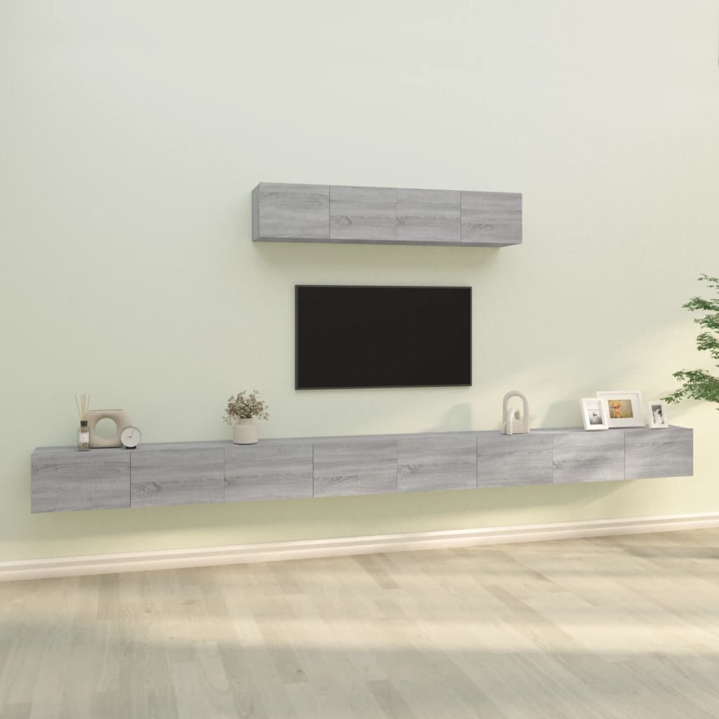 vidaXL 4 Piece TV Cabinet Set Grey Sonoma Engineered Wood