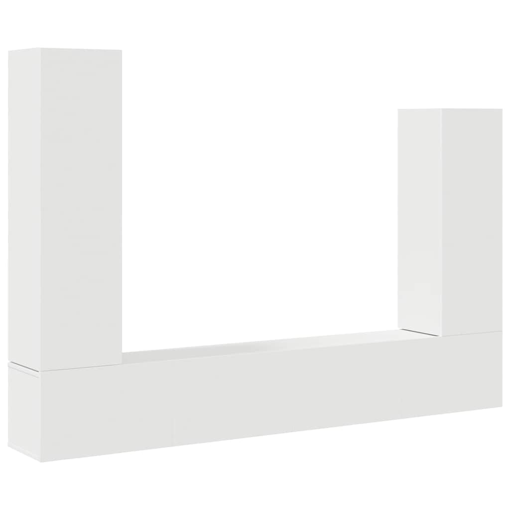 4 Piece TV Cabinet Set White Engineered Wood