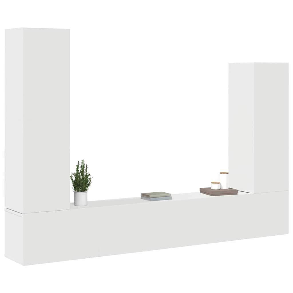 4 Piece TV Cabinet Set White Engineered Wood
