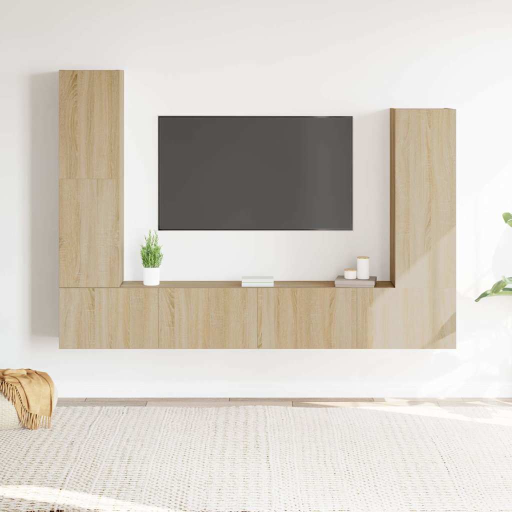 4 Piece TV Cabinet Set Sonoma Oak Engineered Wood