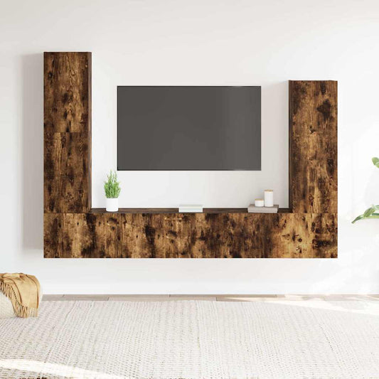4 Piece TV Cabinet Set Smoked Oak Engineered Wood
