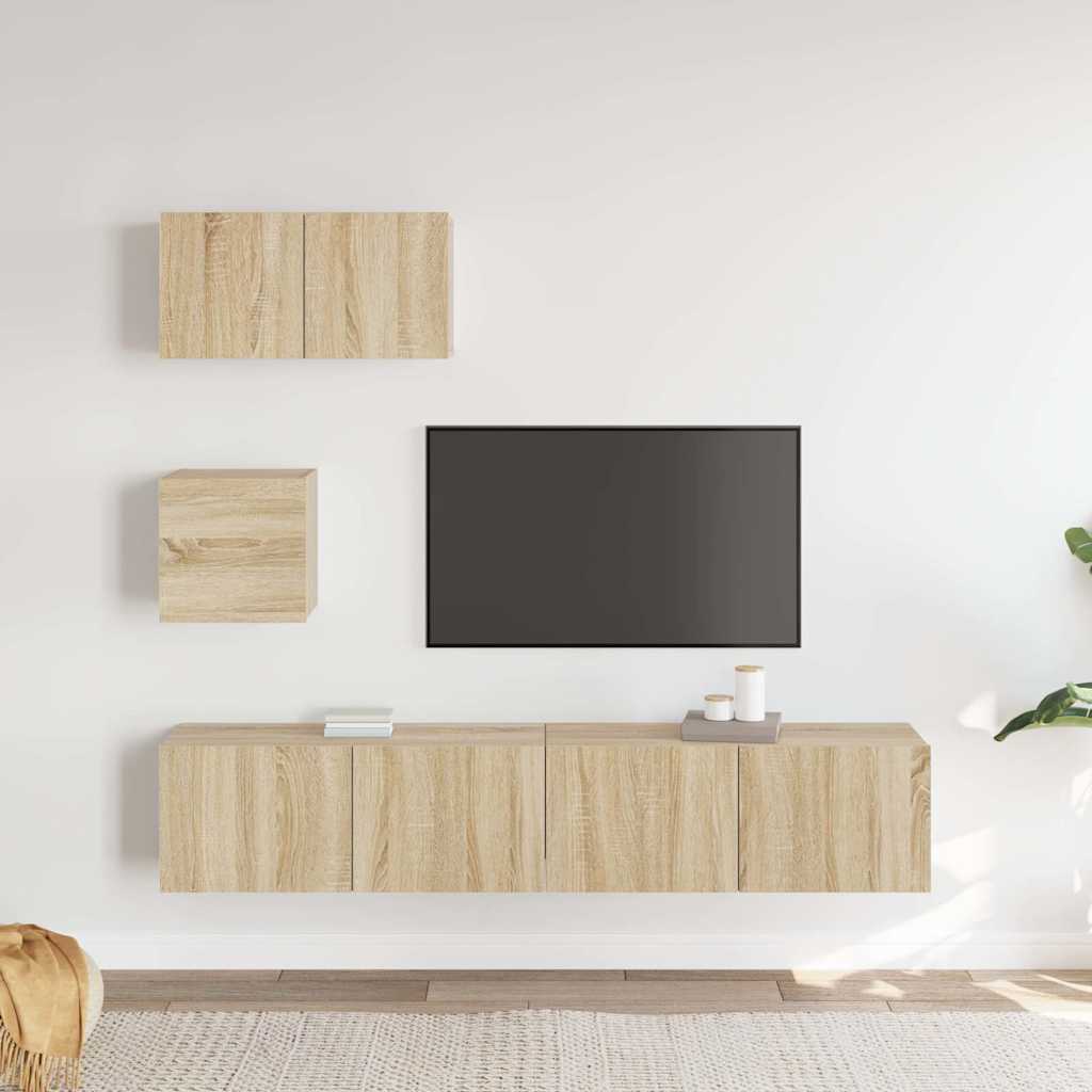 4 Piece TV Cabinet Set Sonoma Oak Engineered Wood