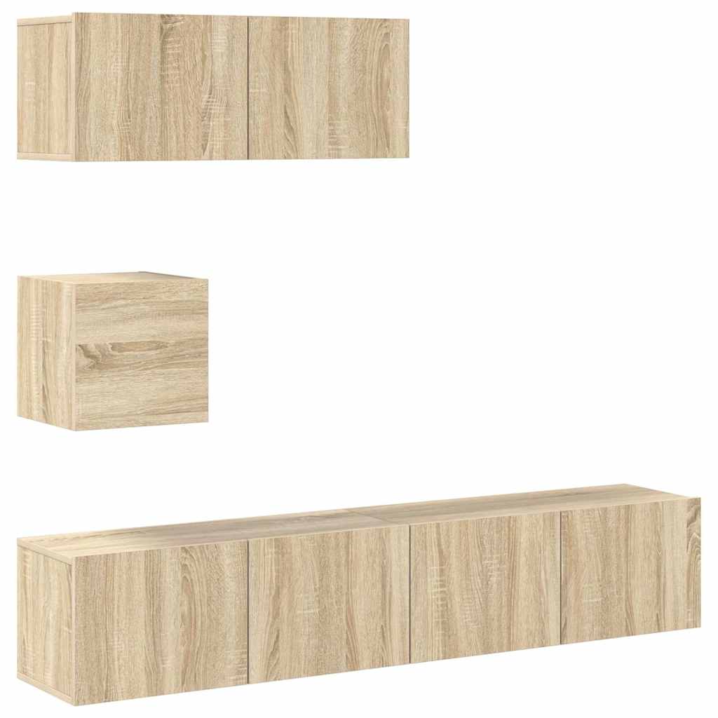 4 Piece TV Cabinet Set Sonoma Oak Engineered Wood
