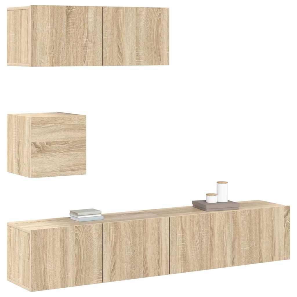 4 Piece TV Cabinet Set Sonoma Oak Engineered Wood