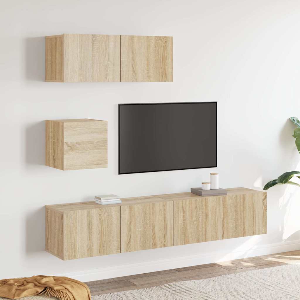 4 Piece TV Cabinet Set Sonoma Oak Engineered Wood