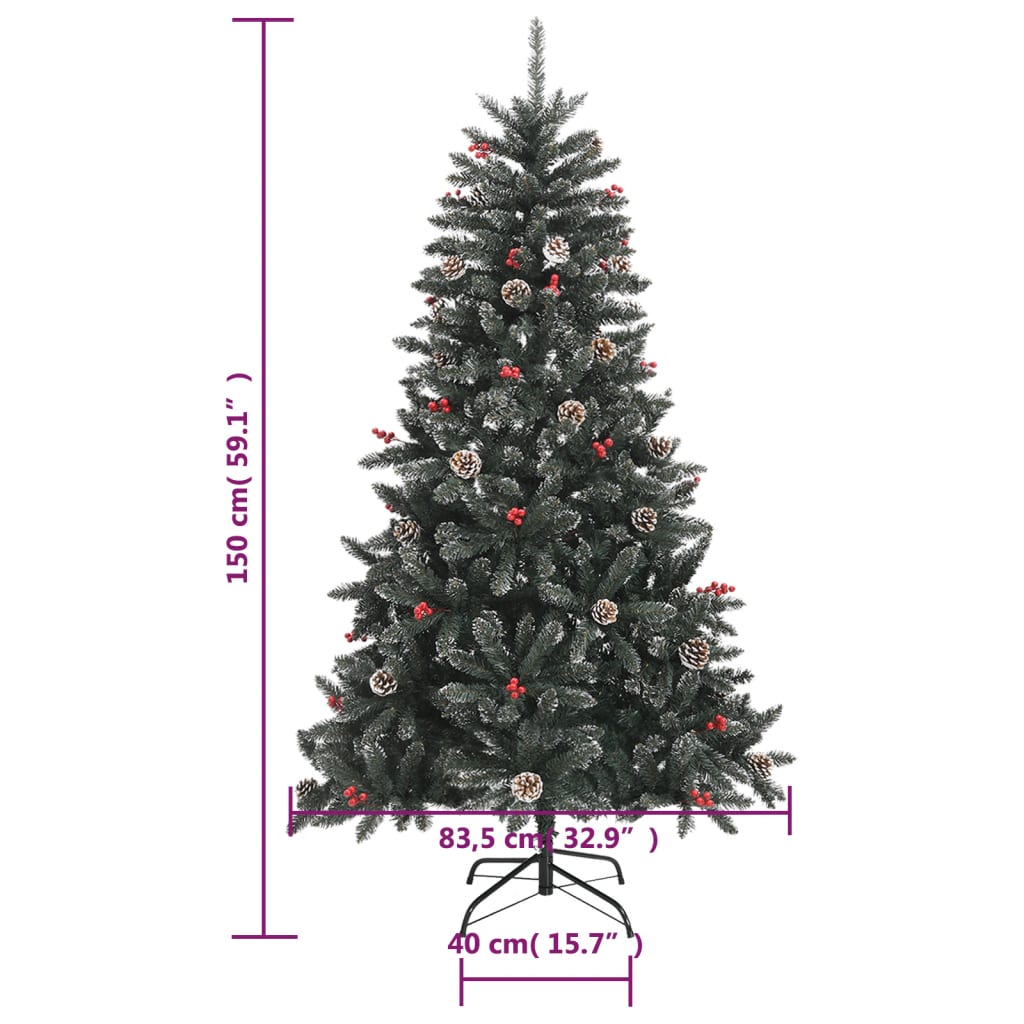 vidaXL Artificial Christmas Tree with Stand Green 150 cm PVC