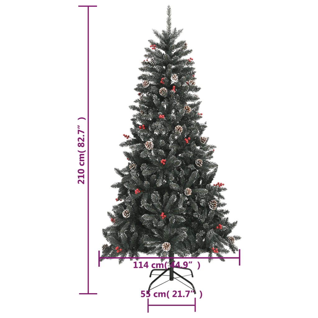 vidaXL Artificial Christmas Tree with Stand Green 210 cm PVC