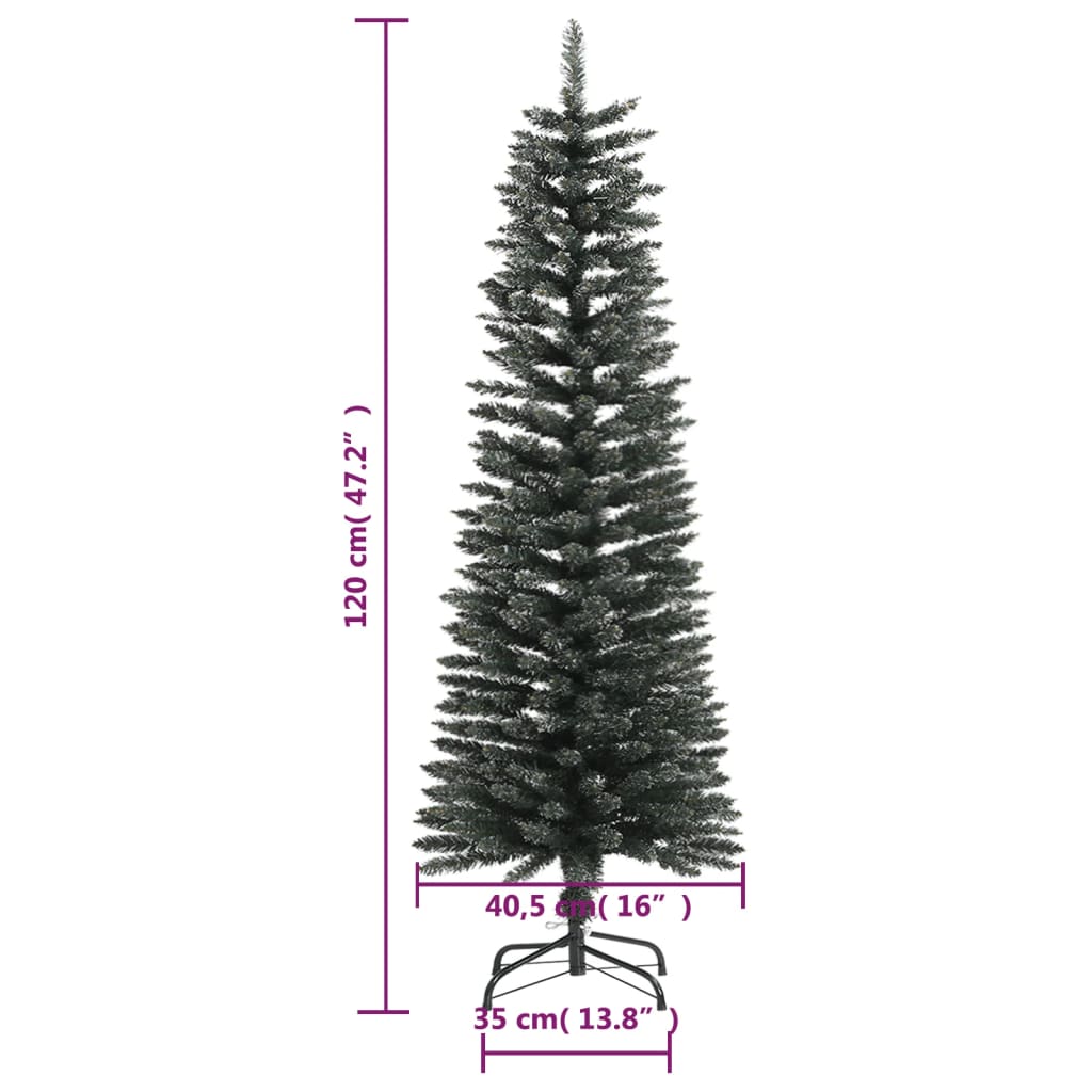 vidaXL Artificial Slim Christmas Tree with Stand Green 120 cm PVC