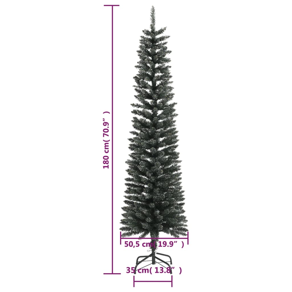 vidaXL Artificial Slim Christmas Tree with Stand Green 180 cm PVC