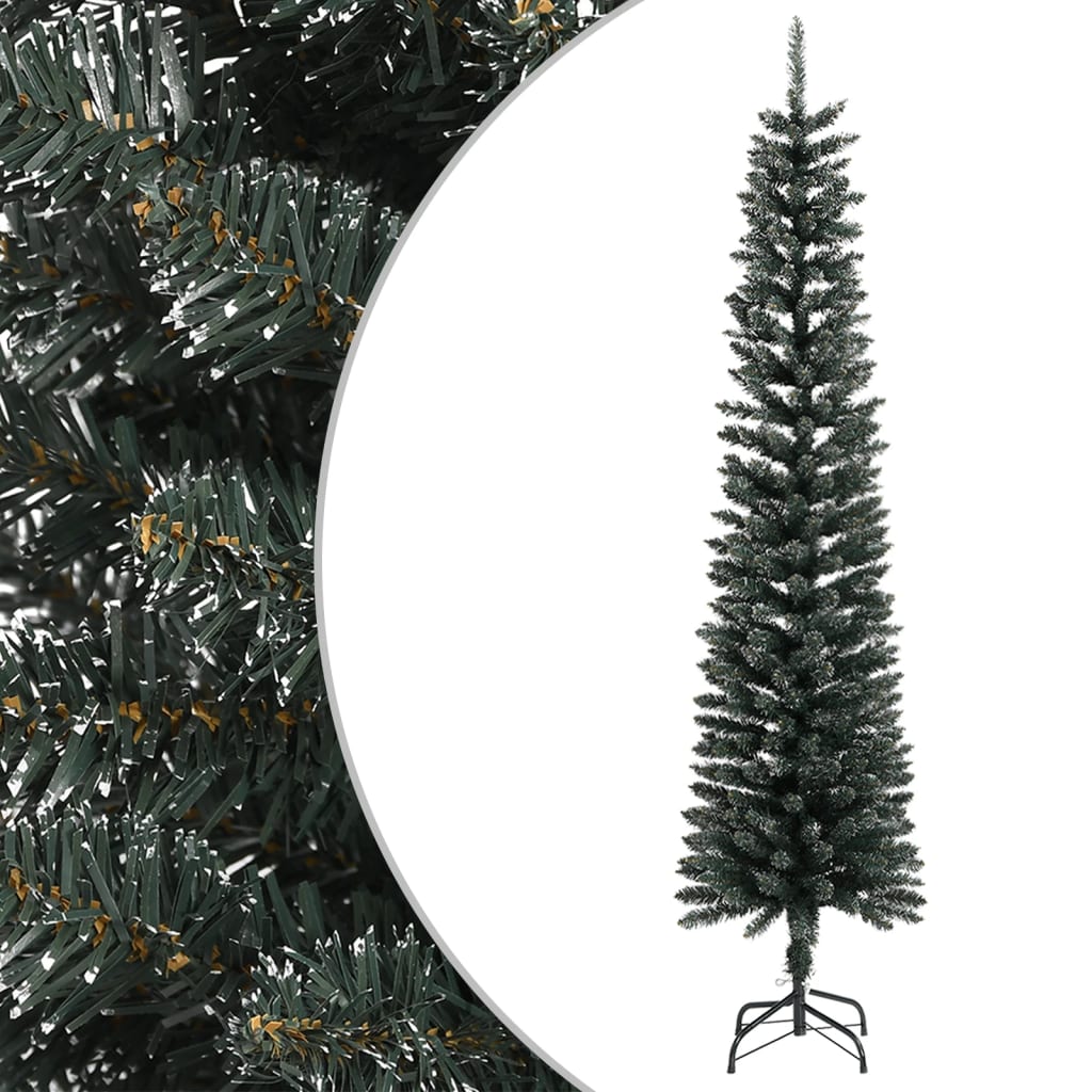 vidaXL Artificial Slim Christmas Tree with Stand Green 240 cm PVC