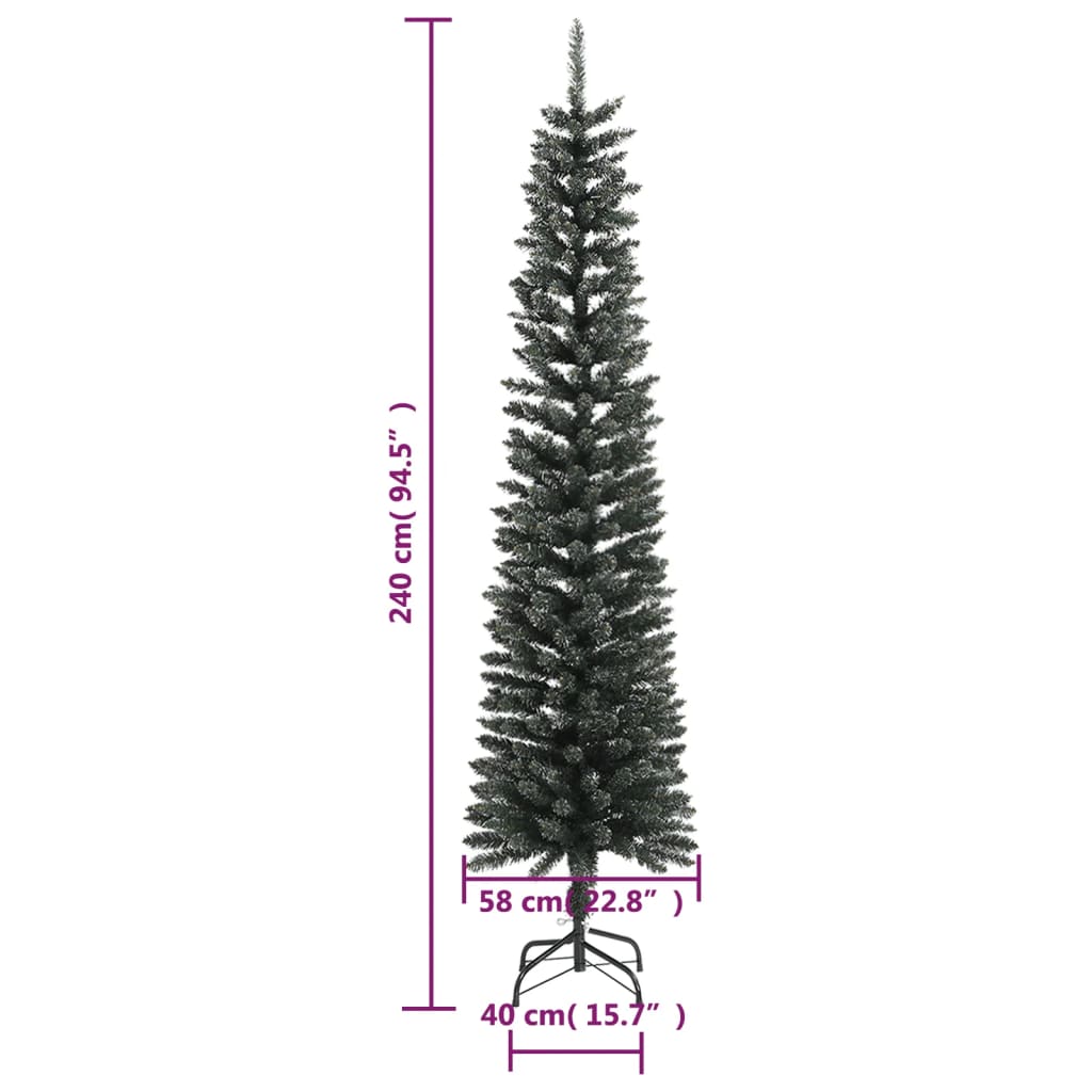 vidaXL Artificial Slim Christmas Tree with Stand Green 240 cm PVC