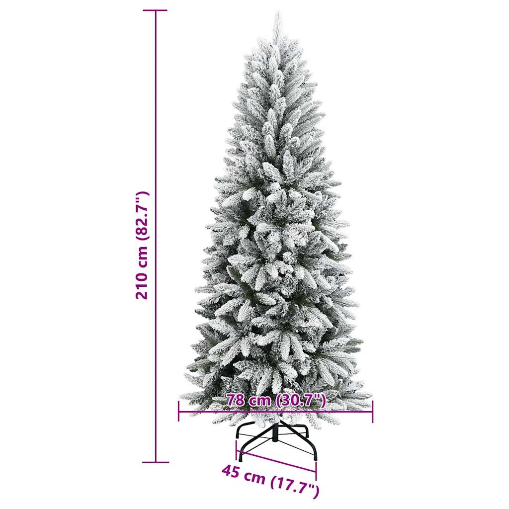 vidaXL Artificial Christmas Tree with Flocked Snow 210 cm PVC&PE