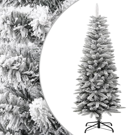 vidaXL Artificial Slim Christmas Tree with Flocked Snow 120 cm PVC&PE