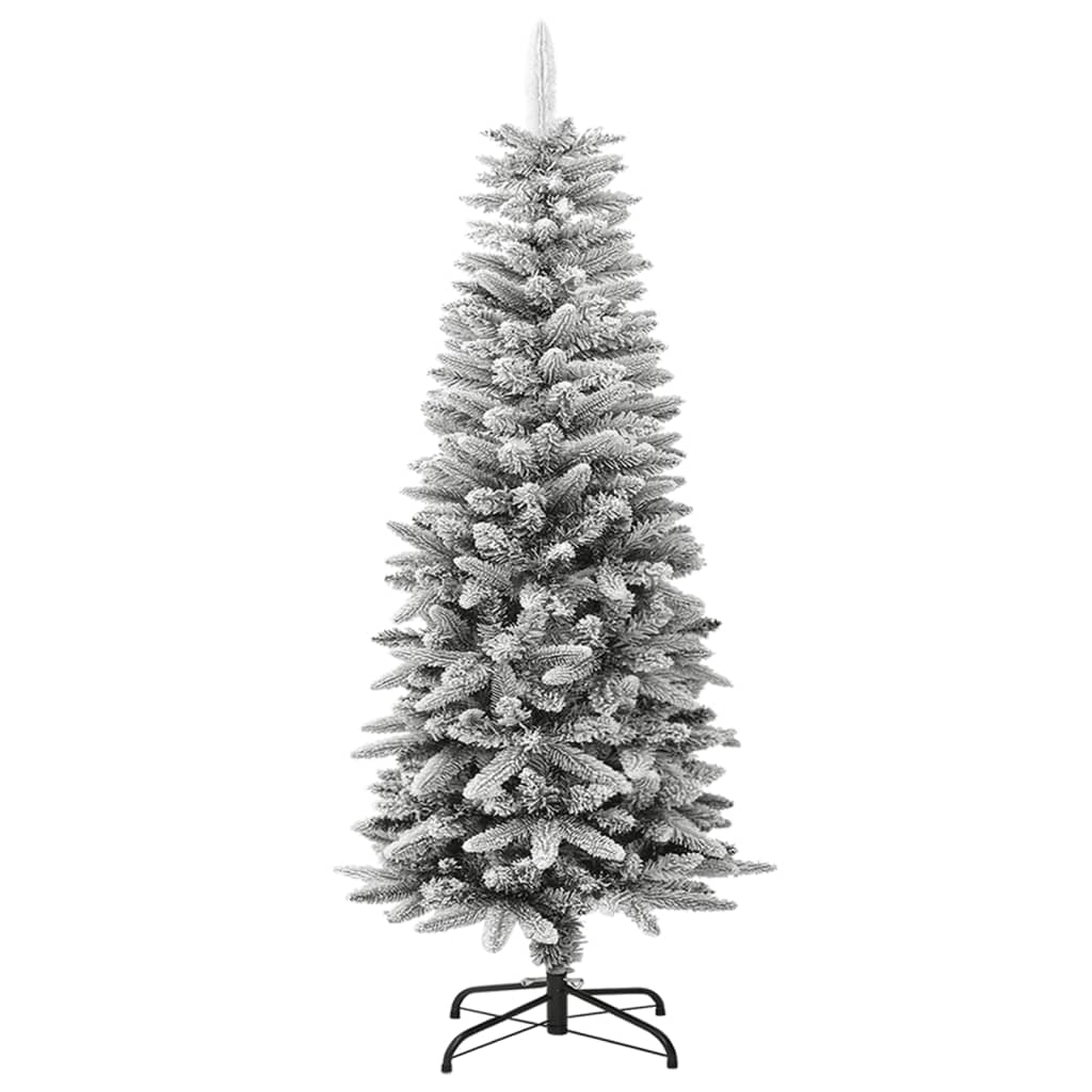 vidaXL Artificial Slim Christmas Tree with Flocked Snow 120 cm PVC&PE